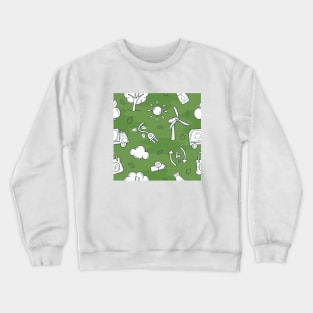 ecology in doodle style vector free seamless pattern Crewneck Sweatshirt